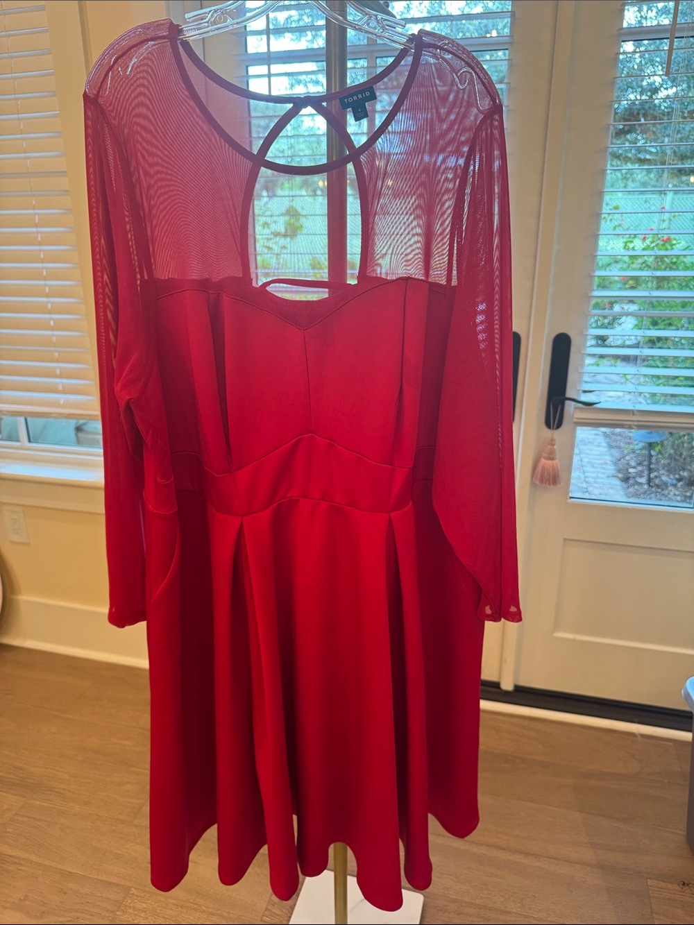 Torrid Red Mesh Yoke Fit & Flare Dress- fun & flirty!